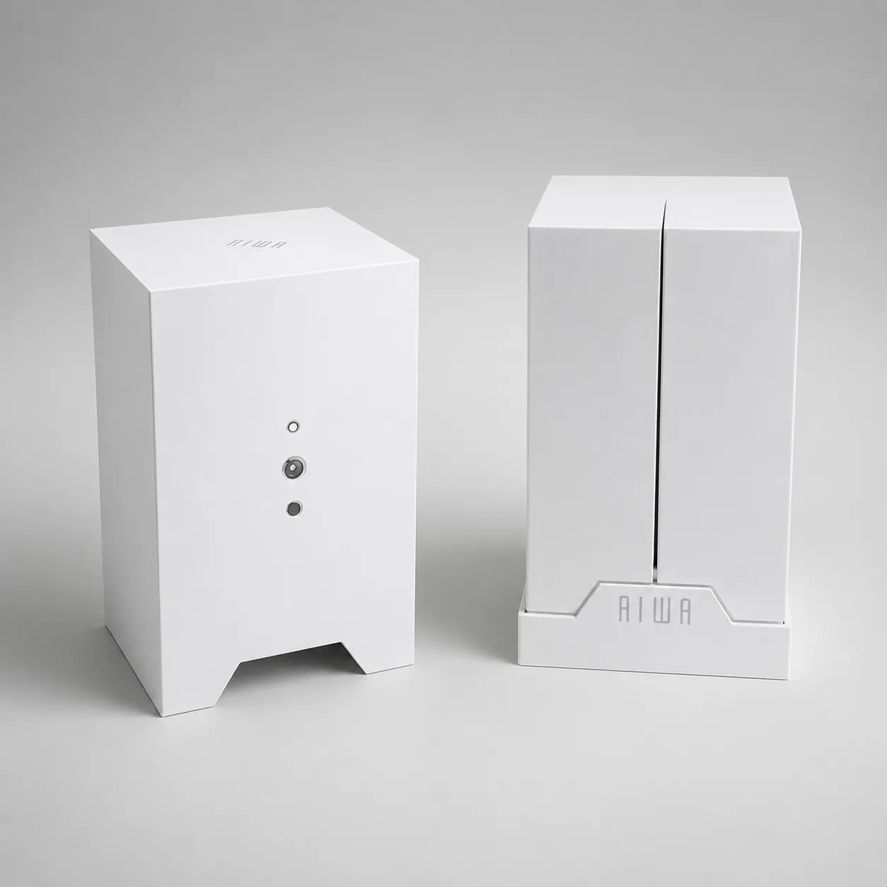 AIWA object and closed packaging shown together.