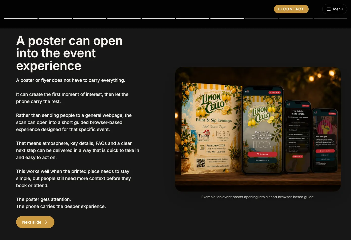 Displays Walkthrough screen showing examples of digital layer features.