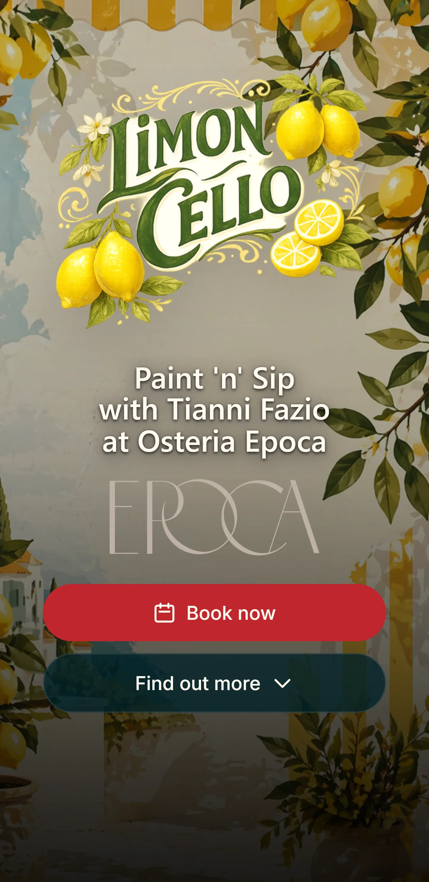 Opening mobile screen for the Limoncello poster experience.