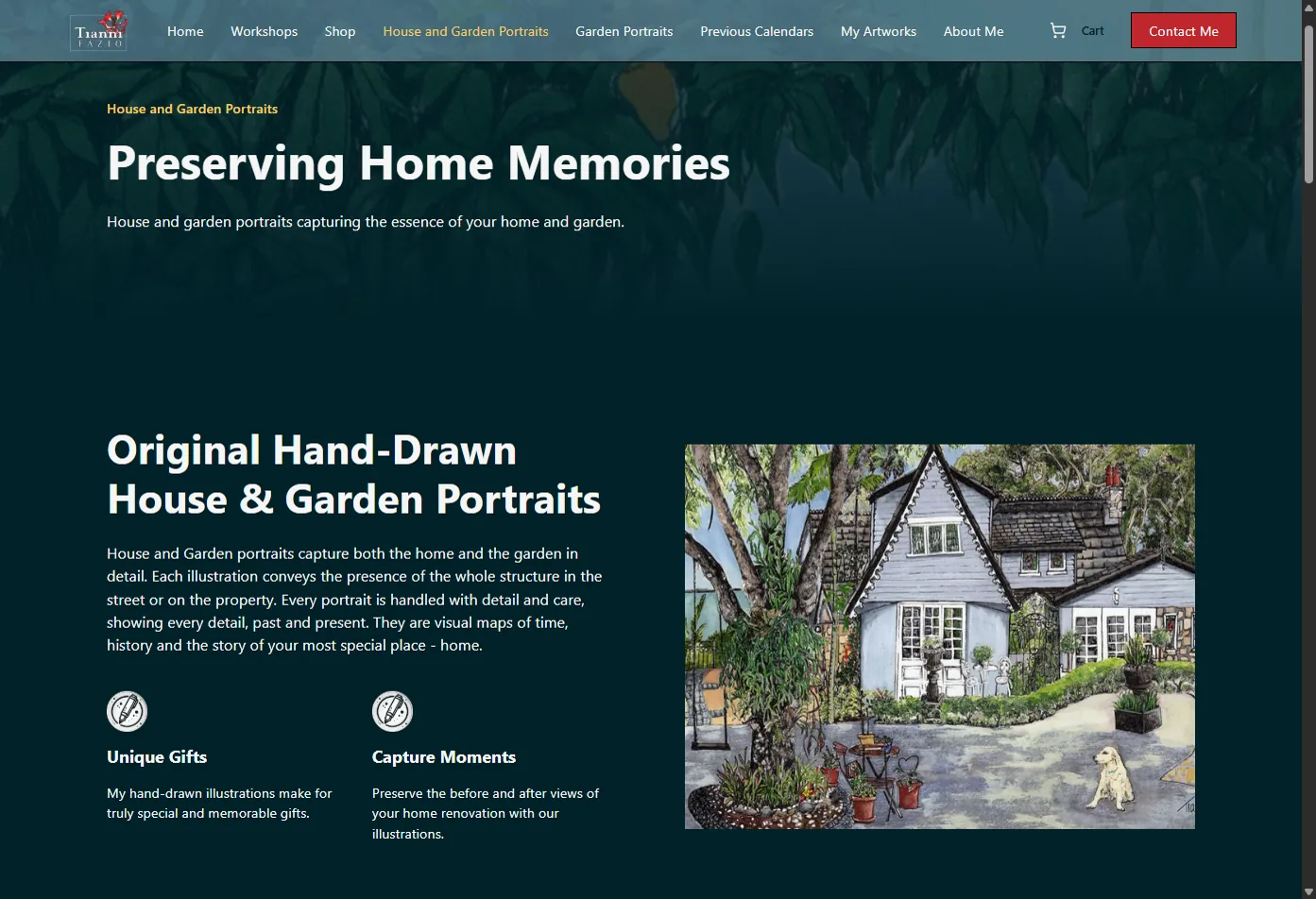 Tianni Fazio artist website product and artwork page.